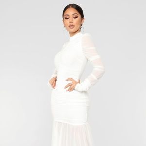 White Ruched Dress Party Cardi